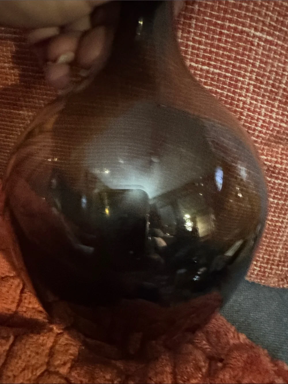 Vintage Deep Amber Marigold Iridescent Glass Bottle Vase | Mid-Century Bulbous D